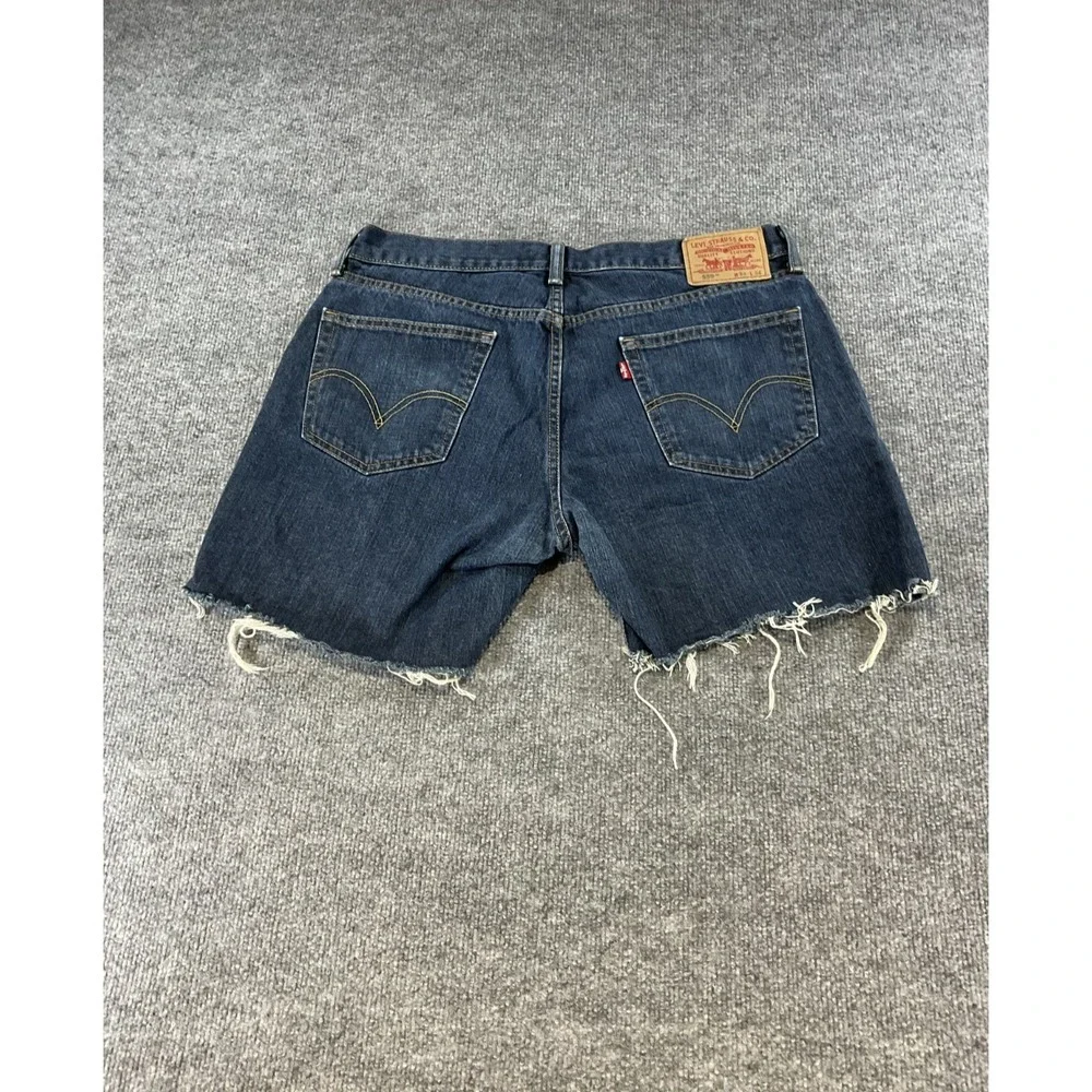 Levi's 559 Denim Shorts 34x34 Relaxed Straight Cut Off Distressed Mens Blue Jean
